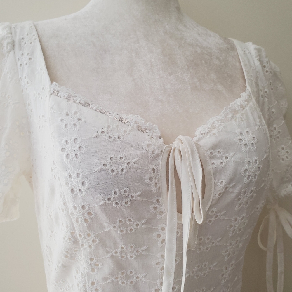 Shein Eyelet Lace Puff Sleeve Dress - Picture 3 of 13